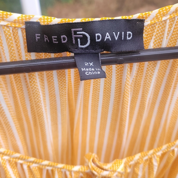 Fred David Mustard Striped Blouse - Picture 2 of 5